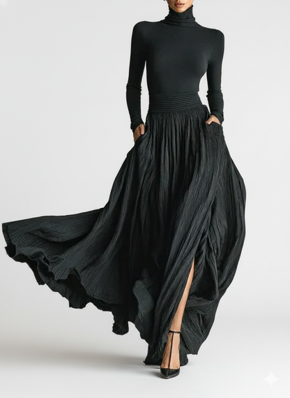 Lucía - Conjunto de falda plisada y camiseta ajustada de manga larga