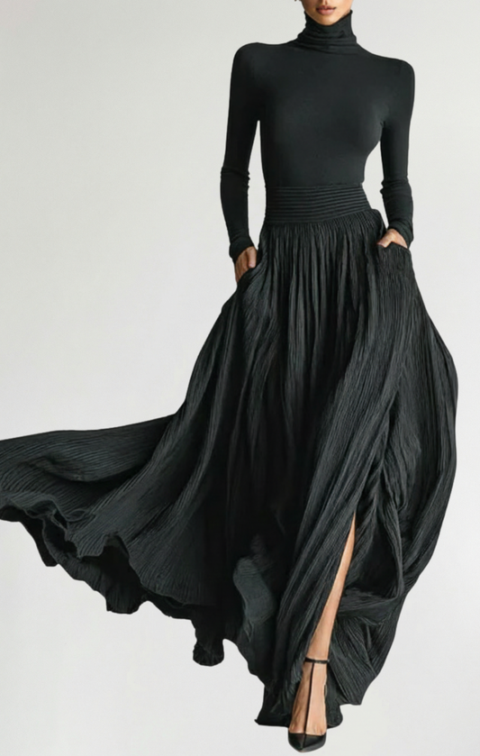 Lucía - Conjunto de falda plisada y camiseta ajustada de manga larga