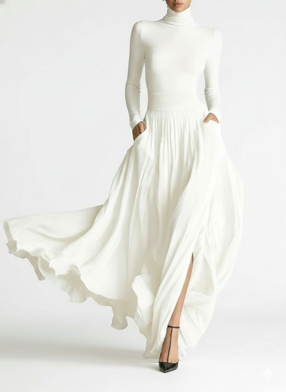 Lucía - Conjunto de falda plisada y camiseta ajustada de manga larga