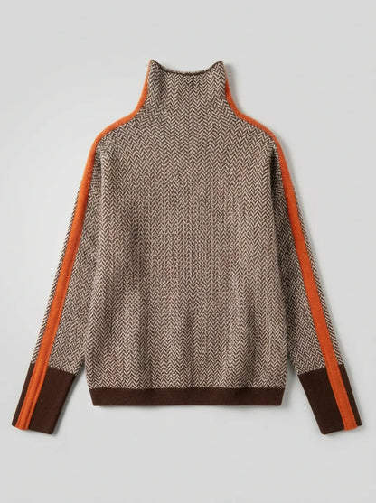 Susana™ - Jersey de cuello alto con rayas en contraste