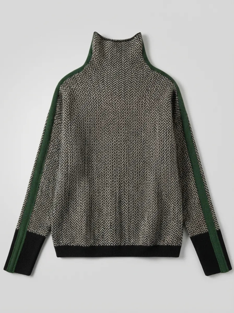 Susana™ - Jersey de cuello alto con rayas en contraste