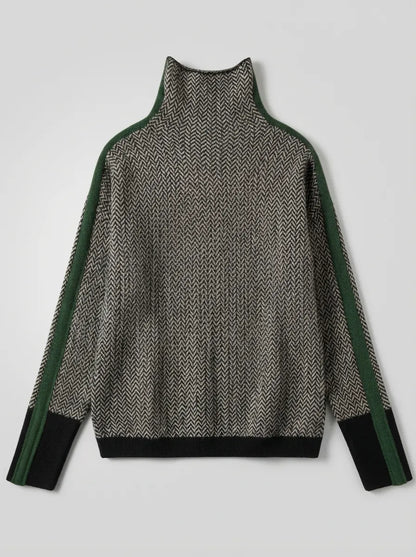 Susana™ - Jersey de cuello alto con rayas en contraste