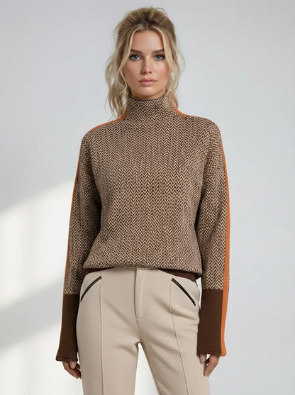 Susana™ - Jersey de cuello alto con rayas en contraste